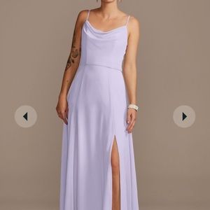 David’s Bridal Cowl Neck Bridesmaid dress with slit